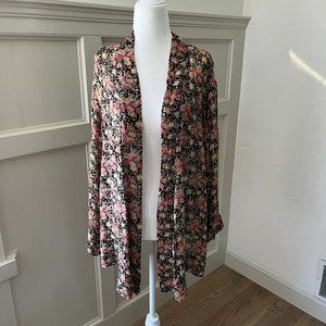 Free People Floral Semi-Sheer Kimono Small